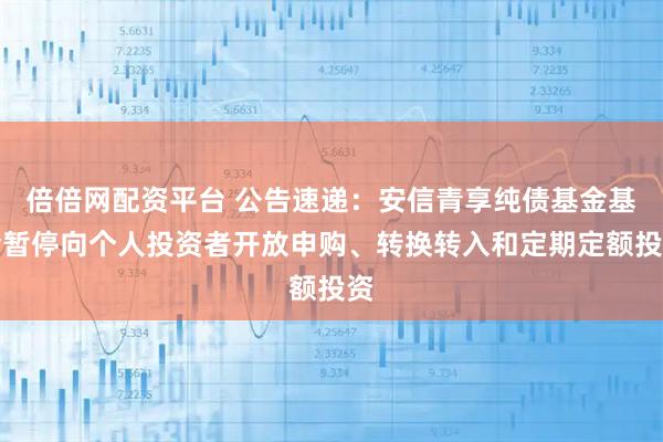 倍倍网配资平台 公告速递：安信青享纯债基金基金暂停向个人投资者开放申购、转换转入和定期定额投资